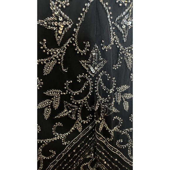 Pisarro Nights Beaded Mesh Column Gown Carbon 6 - Picture 12 of 15